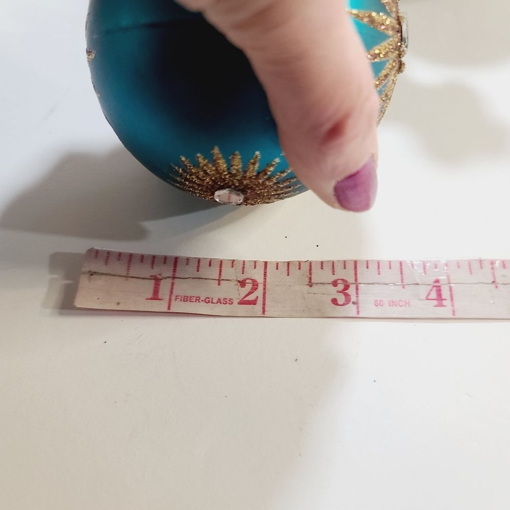 Bundle lot of Blue Gold Brown Glitter Christmas Ornaments - Picture 5 of 11